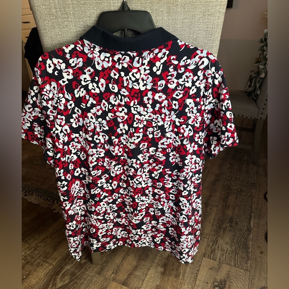 Tommy Hilfiger Women's Floral Print Polo Shirt Plus Size XL - Picture 2 of 6